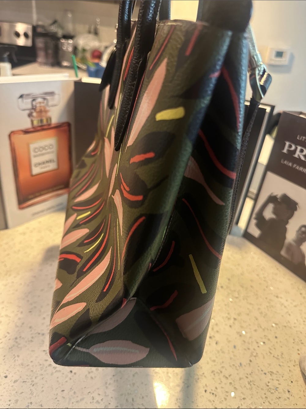 kate spade Olive Floral Print Tote with Pink Accents - Picture 12 of 15